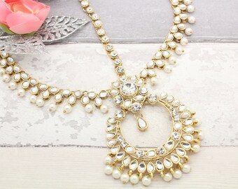 Gold Silver Indian Bollywood Statement Matha Patti Headpiece Head Chain Tikka Bridal Wedding