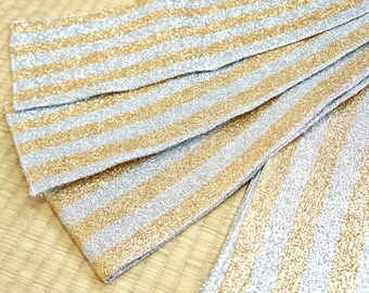 Japanese obi belt gold silver glitter stripes flawless, gold hanhaba kimono belt, vintage obi belt, Japanese obi belt, real kimono obi light
