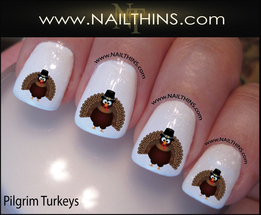 Thanksgiving Nail Decals Turkey Nail Art By NAILTHINS 🔎zoom - Thanksgiving Nail Decals Turkey Nail Art By NAILTHINS
