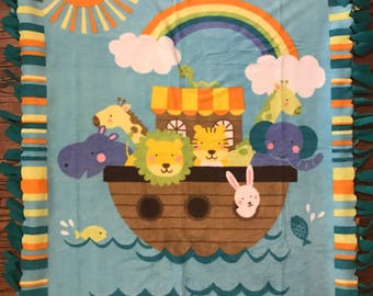 Noahs Ark Fleece Tie Blanket