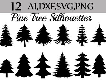 Svg Pine Tree clipart: "SILHOUETTES PINE TREE" Christmas Tree Clipart, Pine Tree Svg,Forest clipart,Tree Silhouettes.Tree printables