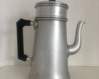 French Vintage aluminium Coffee Pot Cafetière with Bakelite handle