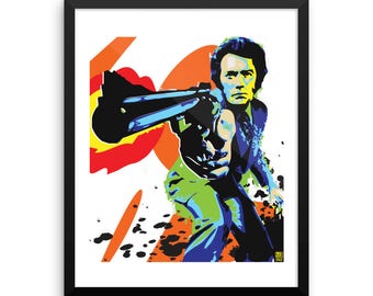 16 x 20 Dirty Harry Clint Eastwood Pop Art Wall Art Home Decor Print Framed