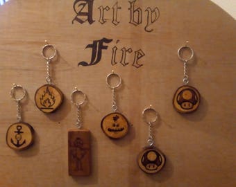 Pyrography Key Rings Of varying styles