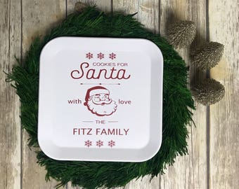 Personalized Plate: Family Christmas Cookies for Santa 10.5" Square