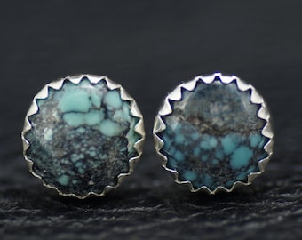 8mm Turquoise and Sterling Silver Stud Earrings