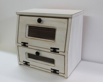 Rustic Bread Box and Onion or Potato Vegetable Bin wooden Storage Primitive Farmhouse Cupboard Onion Potatoes Country Kitchen