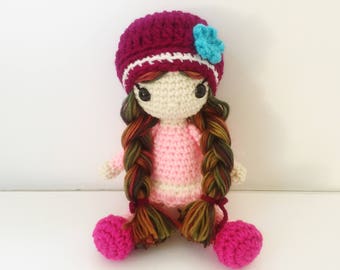 Crochet Doll / Amigurumi Stuffed Girl Doll Toy / Ruby