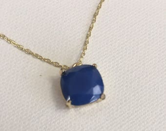 Blue Faceted Necklace on a gold chain