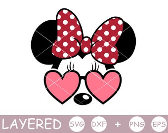 Minnie Mouse svg, Minnie svg, Mouse, Sunglasses, bow polka dots, layered SVG, Disney, Cricut, Silhouette, cut file, Dxf, Png, Vinyl Decal