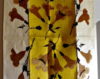Vintage Brown Flower Themed VERA Kitchen Towel