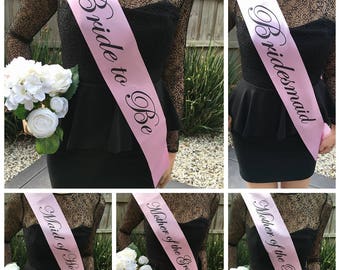 BABY PINK Hens Sash - Hen Sash - Bride To Be Sash - Bridal Shower - Engagement- Hen Party- Bachelorette - Bride- Bridesmaid - Team Bride