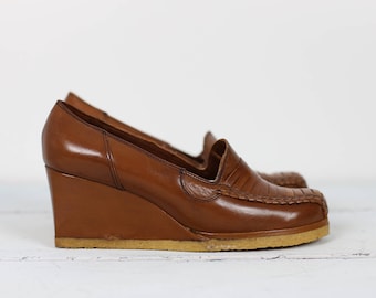 70s FLORSHEIM LEATHER WEDGES size 8