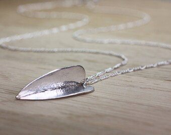 Silver Leaf Pendant Necklace, Fine Fairtrade Thai Silver and Sterling Silver