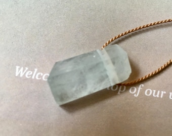 Aquamarine Pendant, Aquamarine Necklace, Silk Necklace, Aquamarine Nugget Pendant, March Birthstone, Genuine Aquamarine Gemstone