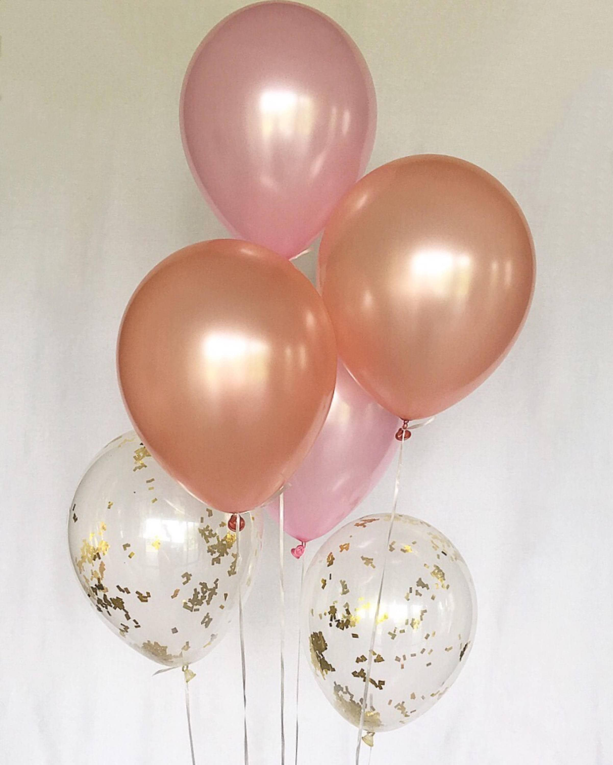 Rose Gold Pink Gold Confetti Latex Balloons Rose Gold Bridal