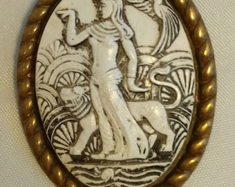 Art Deco Egyptian Revival Celluloid Brooch