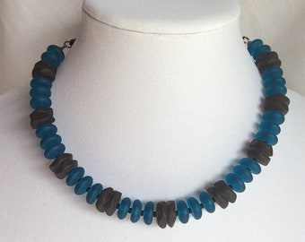 Sea Glass - Turquoise and Black