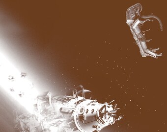 Poster Laika the Space Dog and Her Shuttle 11x14 Digital Sepia Print