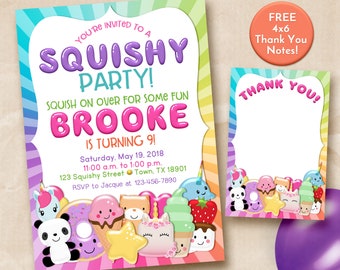 Squishy party invitation, squishies party invitation, squishy party invite, Slime and Squishies