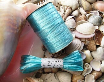 Raffia Ribbon-Wraphia-Robins Egg Blue Pearlized-10 yards