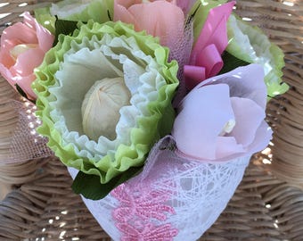 handmadebysusanna, crepe paper flowers, green flowers