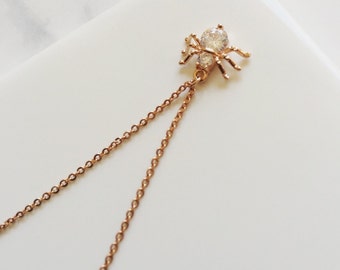 Tiny Rose Gold Spyder Necklace,