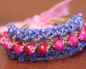 Crochet Jewelry Tutorial, Step By Step Instruction, Beaded Bracelet Pattern, Boho Bracelet Beaded, DIY Jewelry, Easy Crochet Pattern, (60)