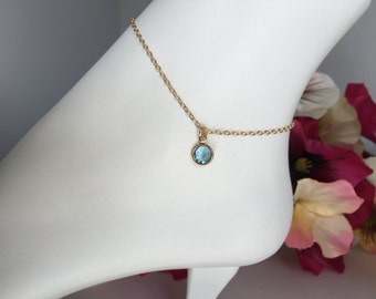 Something Blue for Bride, Wedding Anklet, Brides Something Blue, Wedding Gift, Gold Filled Chain, Swarovski Anklet, Wedding, Bridal Gift