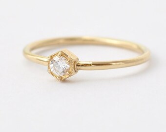 Unique Diamond Rings: 14K 18K Hexagon Engagement Ring under 1000