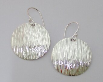Unique Textured Jewelry 925 Sterling Silver Disc Earrings, Dainty Earrings, Silver Disc Dangle Earrings, Hammered Earrings, Simple Earring