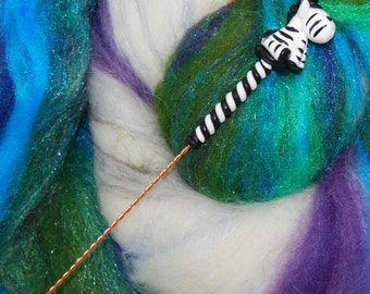 Zebra Spinning Wheel Orifice Hook - Polymer Clay