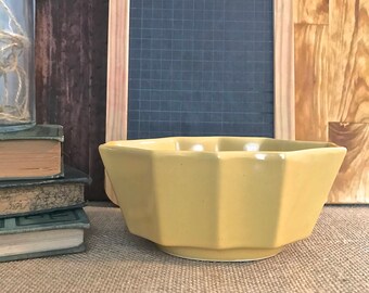 Yellow/Gold uniquely shaped small/low Planter or Flower pot- retro/vintage