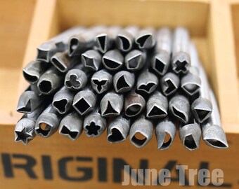 DIY leather punch tool leather 5mm shaped flower 37 flowers can choose star diamond punch /set(10pcs)