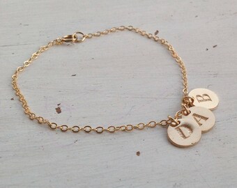 Personalized bracelet,bridesmaid bracelet,initial bracelet,dainty letter bracelet,Gold initial bracelet,disc letter, gift for her,minimalist