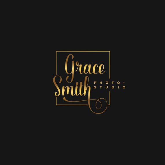 Custom Logo for Photographer, Square Logo, Gold Business Logo, Feminine Logo, Elegant Logo, Script logo, Fashion Blog Logo, Gold Foil Logo