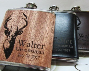 Personalized Flask, Engraved Hip Flask, Custom Leather Flask, Groomsmen Flask, Groomsman Gift, Groomsmen Gift, Flask for Men, Gift for Him