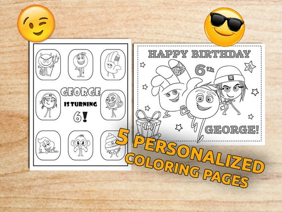 The Emoji Movie Birthday Coloring pages / Personalized / The