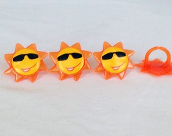 12 Sun Cupcake Rings Toppers Party Favors Summer Sunshine