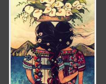 Art print sisters best friends Guatemala