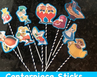 Set of 10 Alice in Wonderland Centerpiece Characters