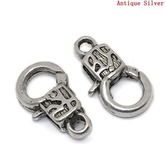 FF201 10 Large Lobster Clasps Silver Plated 16mm x 9mm