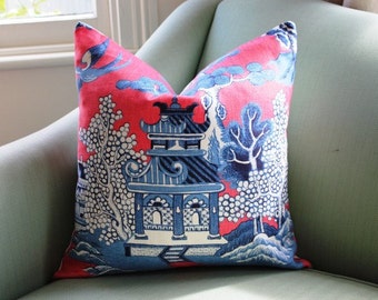 Lee Jofa Willow Pattern Chinoiserie Pillow Cover