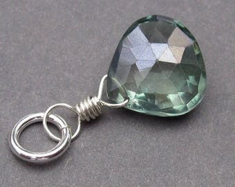 Green Mystic Quartz Pendant, Sterling Silver Wire Wrapped Pendant, Mystic Quartz Bracelet Charm, Necklace Pendant, Interchangeable Pendant