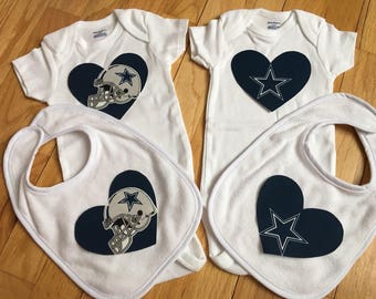 Dallas Cowboys Heart Onesie and Bib Set