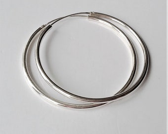 1.75" Sterling Silver Hoop Earrings, Thin Lightweight Hoop Earrings, Hoop Earrings, Minimalist Style,Modern Jewelry, Gift For Her.