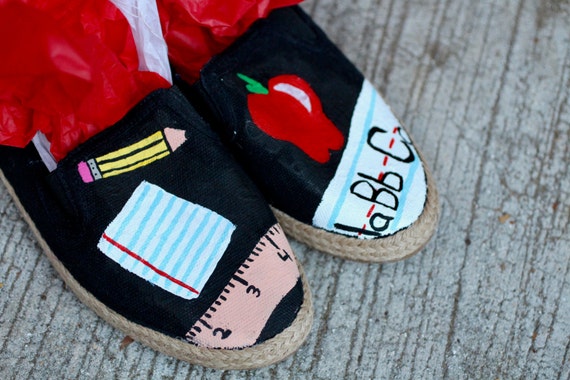 Teacher Canvas Painted Shoes Teacher Canvas Painted Shoes