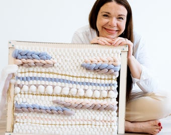 Weaving Loom Kit. Giant Woolly Mammoth Loom. Learn to frame weave, tapestry. Beginners learn to weave.