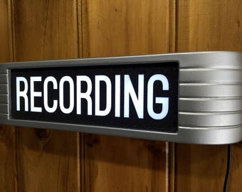Recording Studio Warning Sign rca style Light Up finished in brushed aluminum with black moondust lens......NEW YEAR Ninety Nine Dollar Sale
