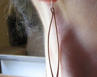 Copper wishbone earrings sterling silver earwires mixed metal dangle jewelry